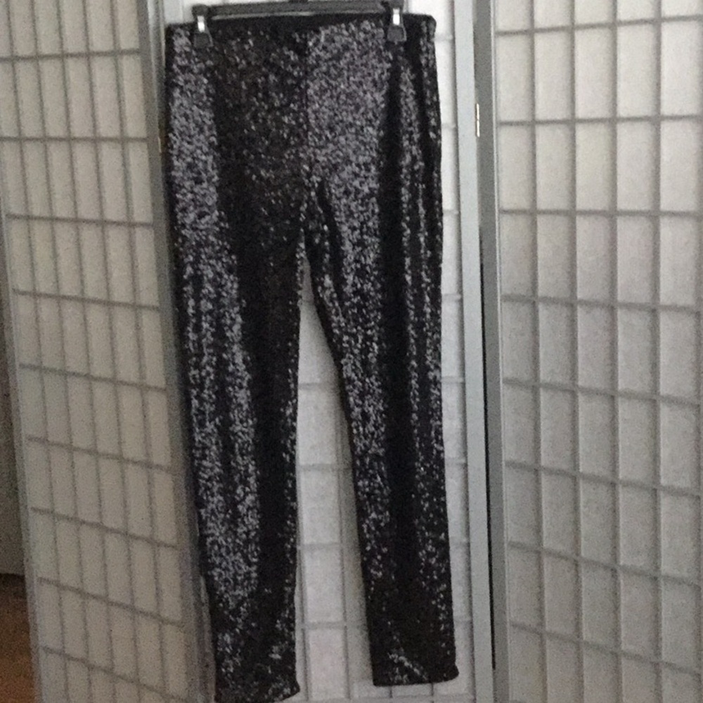 Black sequin tapered pants